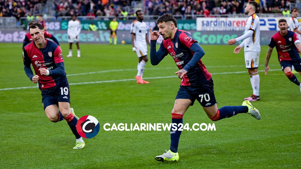 Gaetano gol Cagliari Lecce esultanza